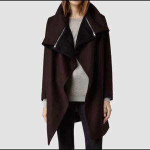 All Saints Jax Burgundy Coat